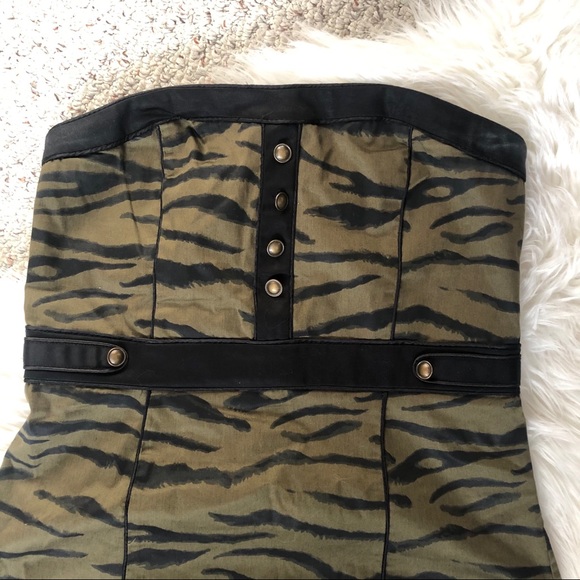 H&M Green Tiger Military Mini Dress L 12 - Picture 3 of 6